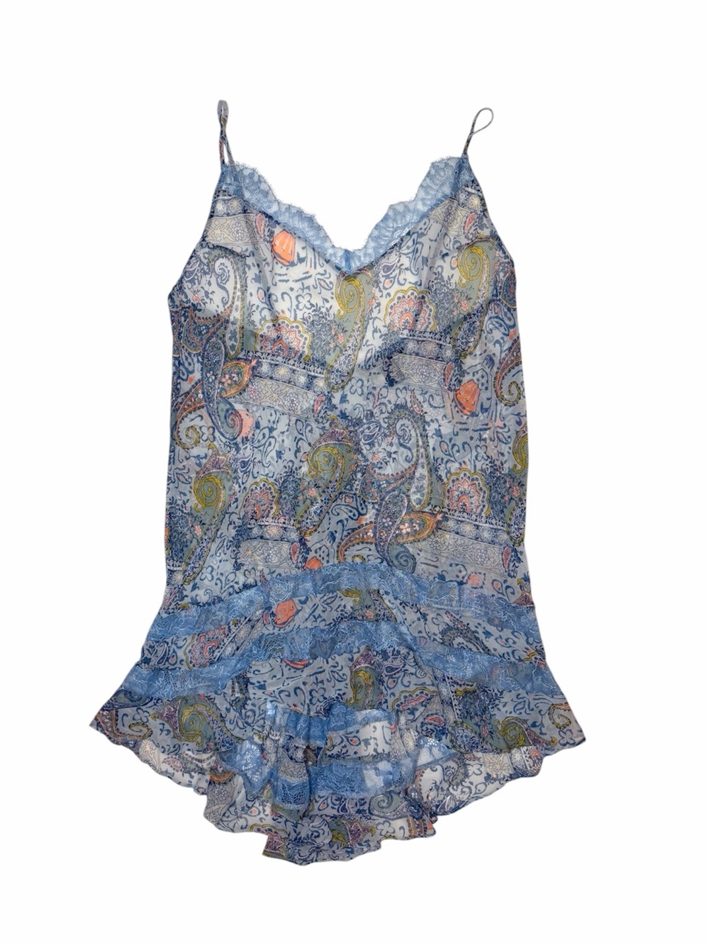 🩵 Victoria's Secret Y2K Blue Paisley Lace Nightgown 🩵